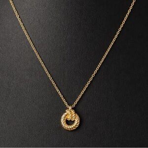 DIOR Twisted Rope Knot Pendant On A Polished Yellow Gold Plated Necklace 18”